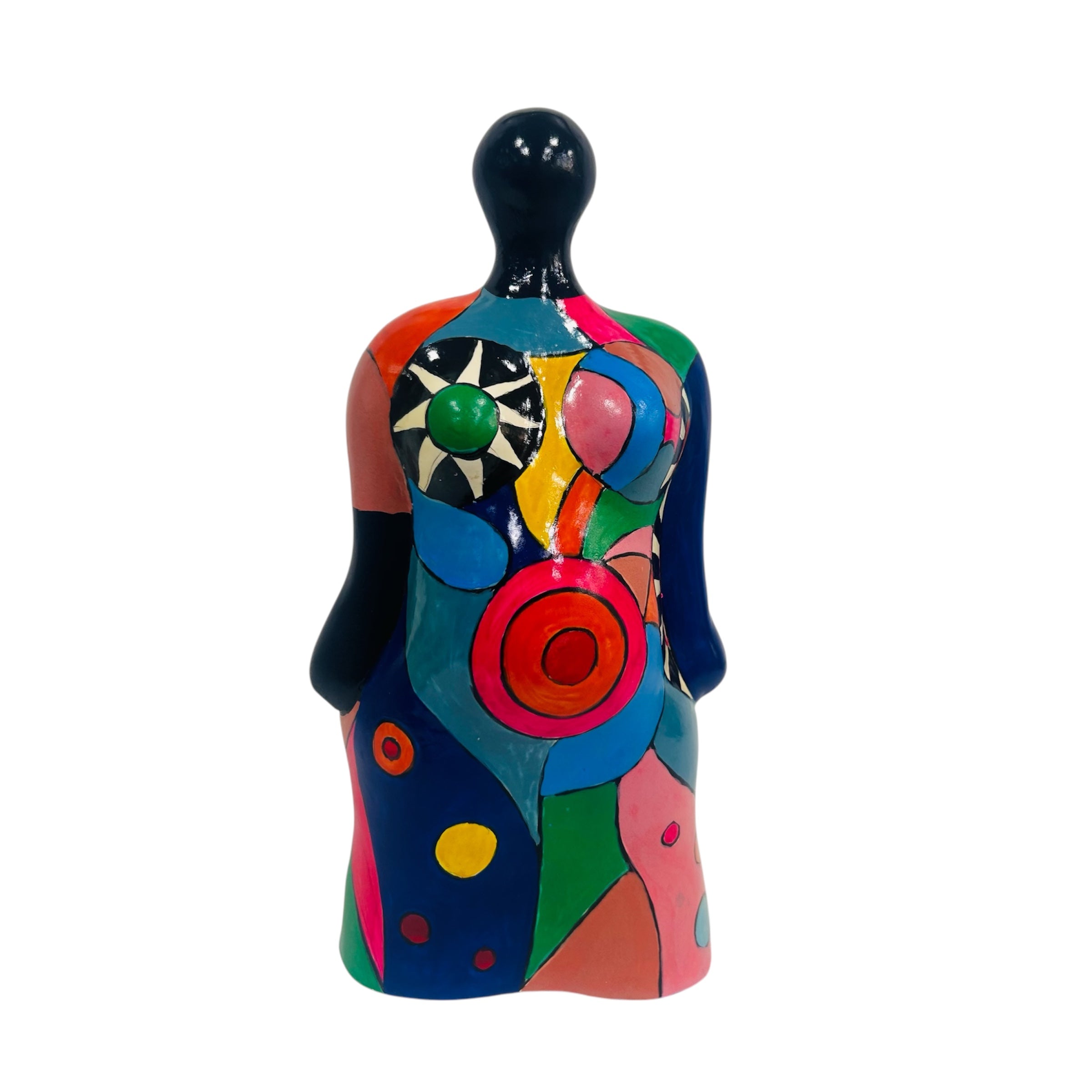 Reine de couleurs à la tête noire, sculpture en hommage à Niki de Saint Phalle