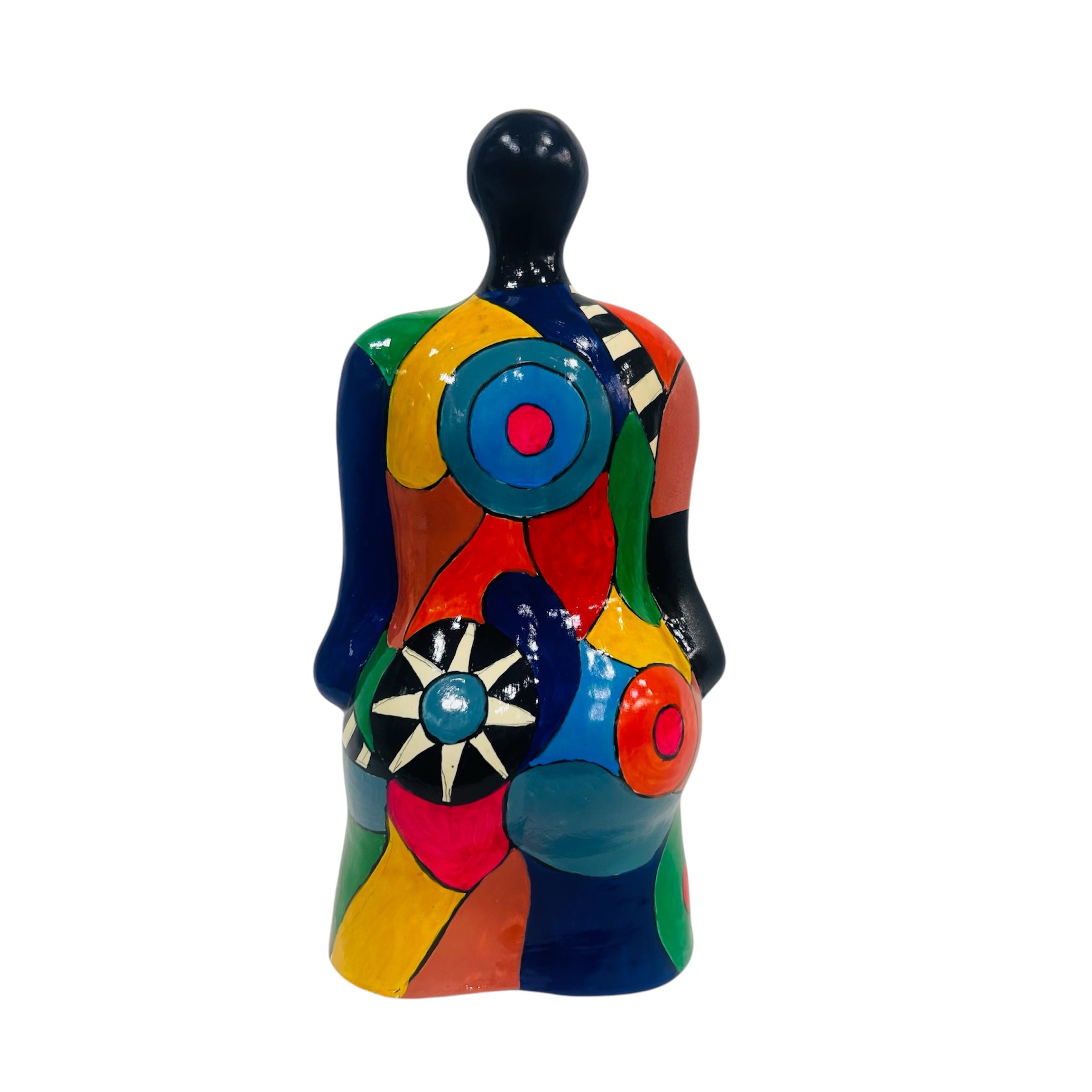 Reine de couleurs à la tête noire, sculpture en hommage à Niki de Saint Phalle