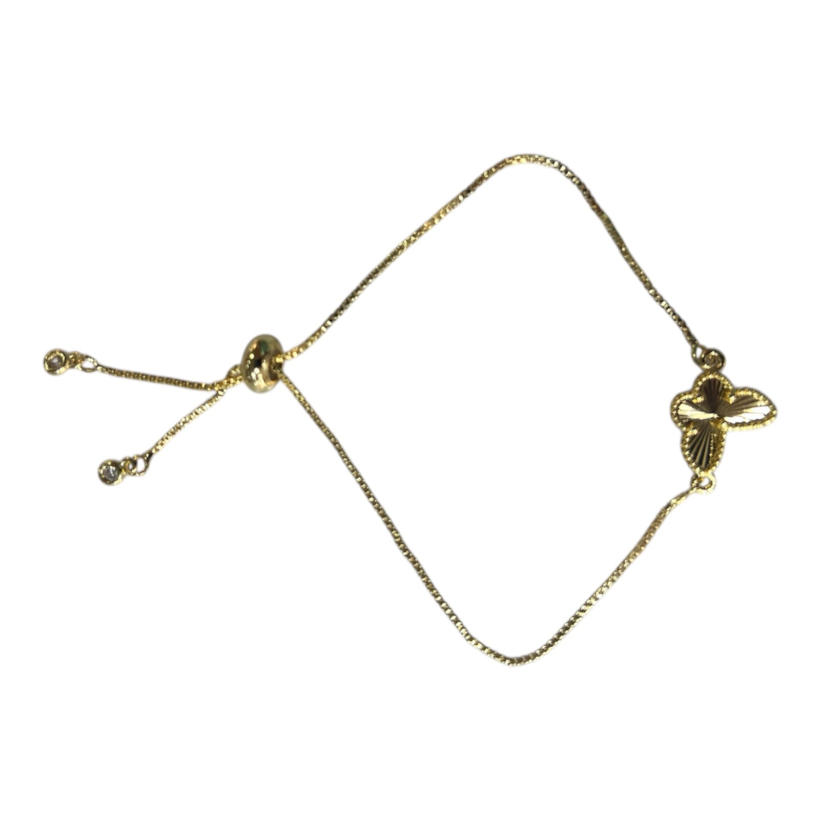 Bracelet ajustable en acier inoxydable avec motif papillon doré