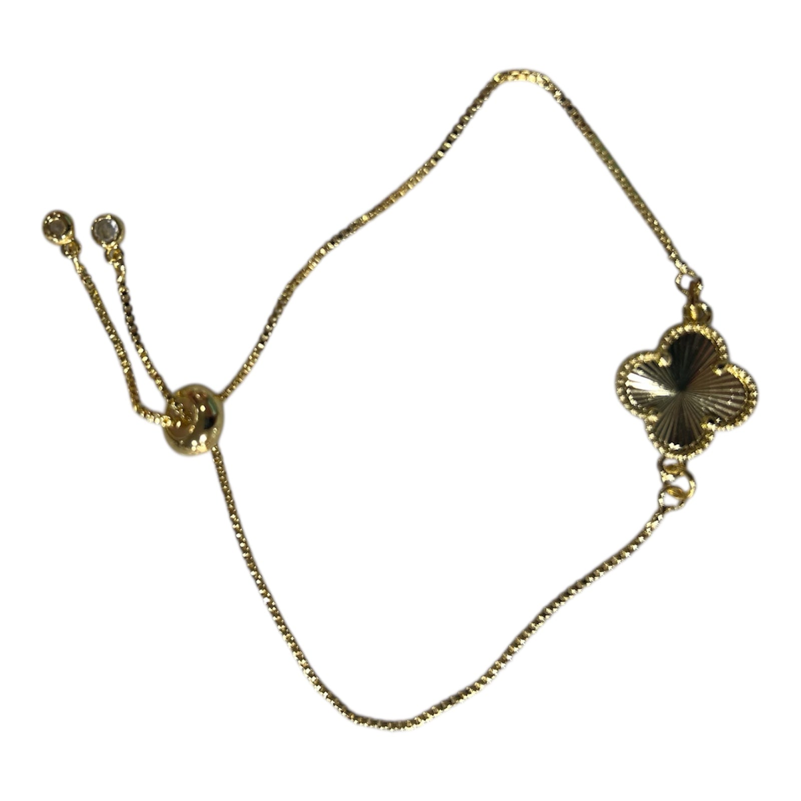 Bracelet ajustable en acier inoxydable avec trèfle porte-bonheur