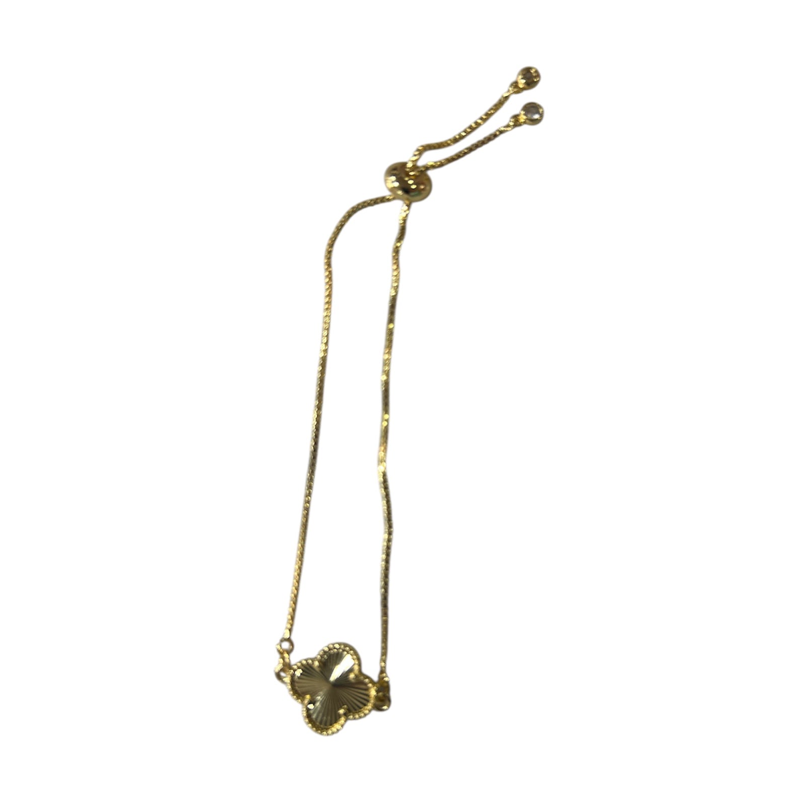 Bracelet ajustable en acier inoxydable avec trèfle porte-bonheur