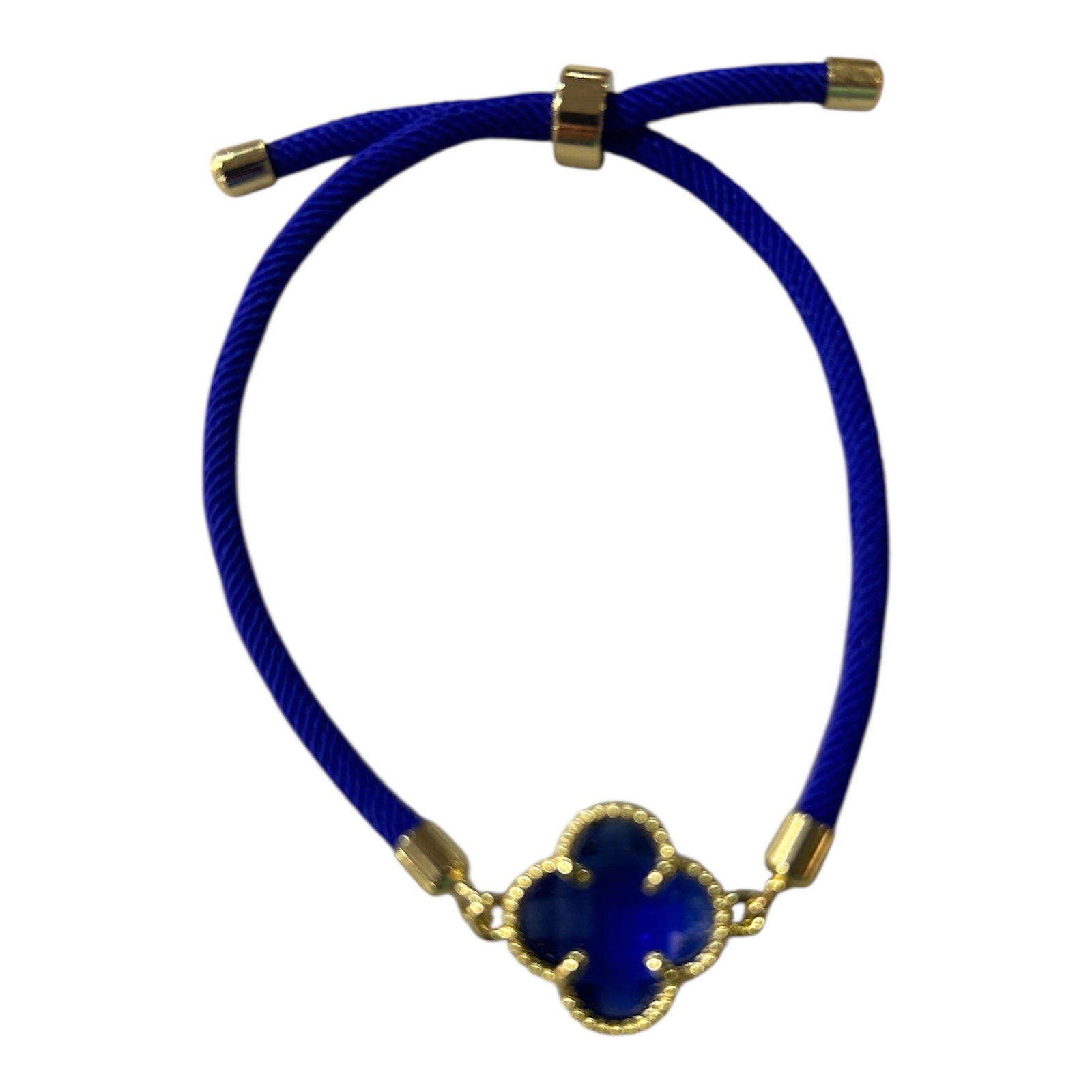 Bracelet en cordon bleu avec trèfle assorti