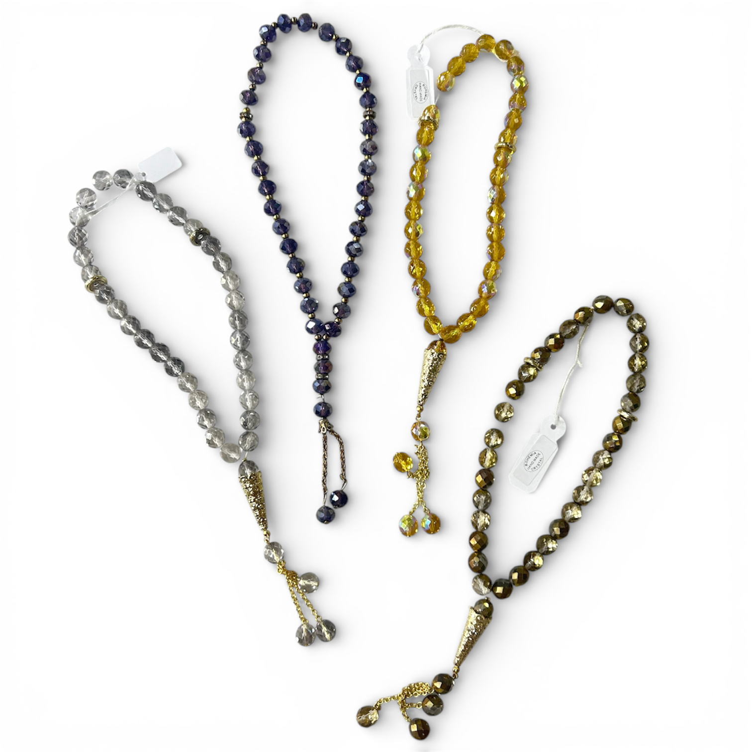 Chapelet raffiné en cristal de bohème jaune