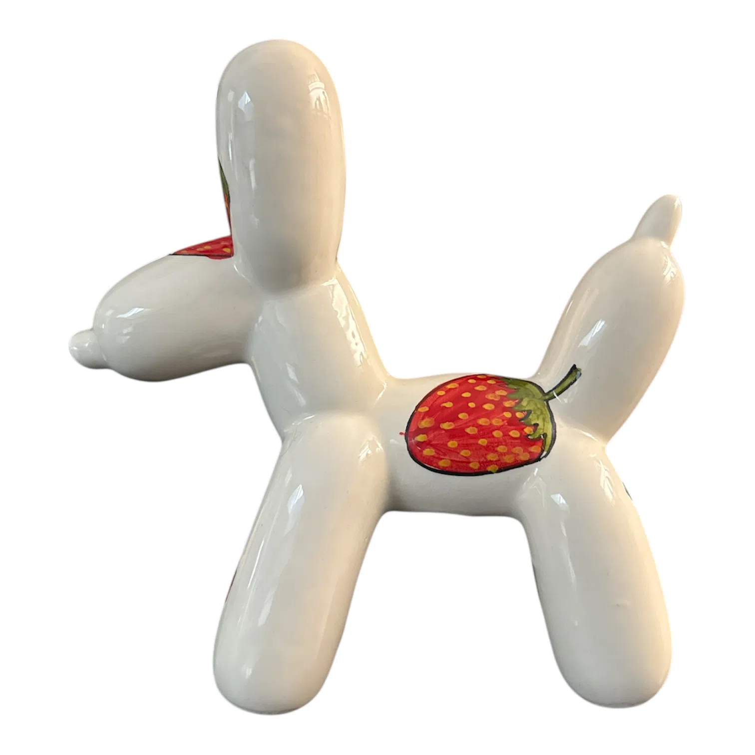 Sculpture Dog à la fraise en céramique (12 cm)