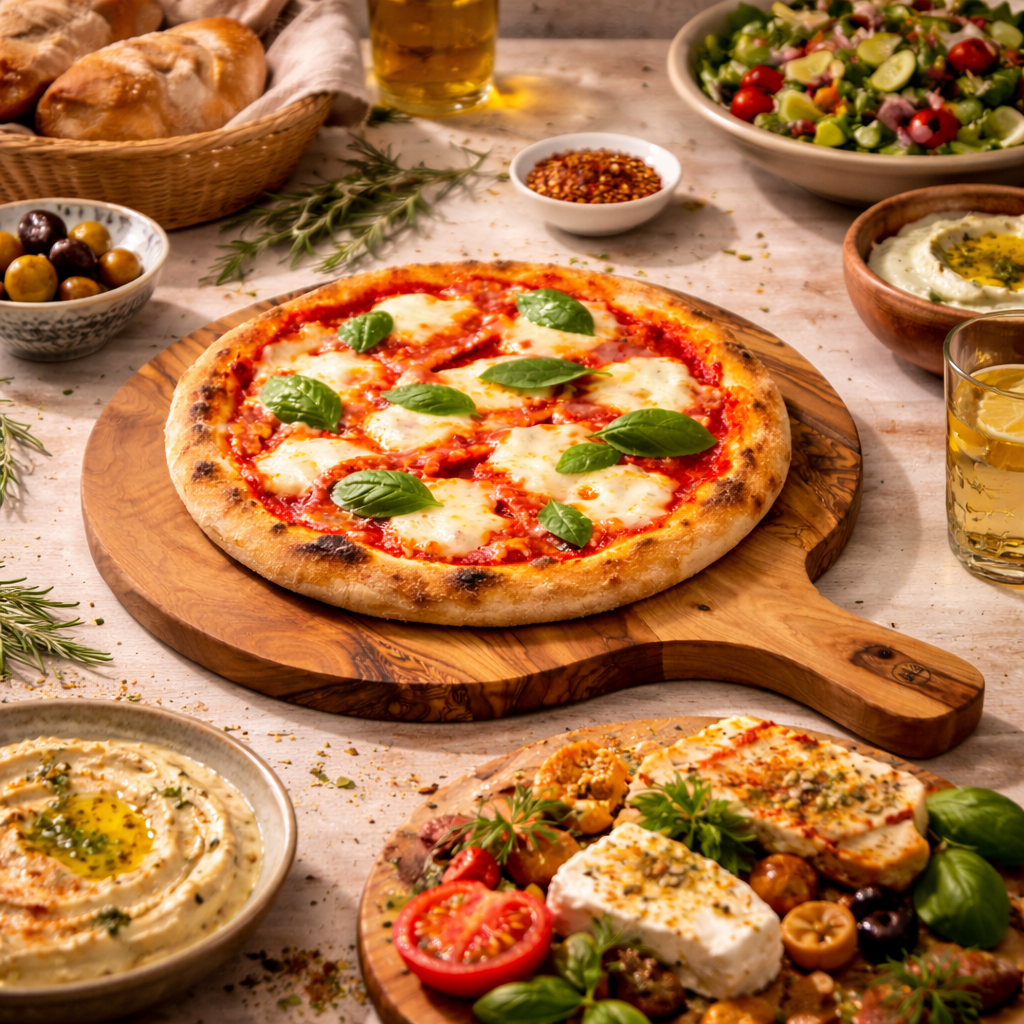 Planche à pizza en bois d'olive