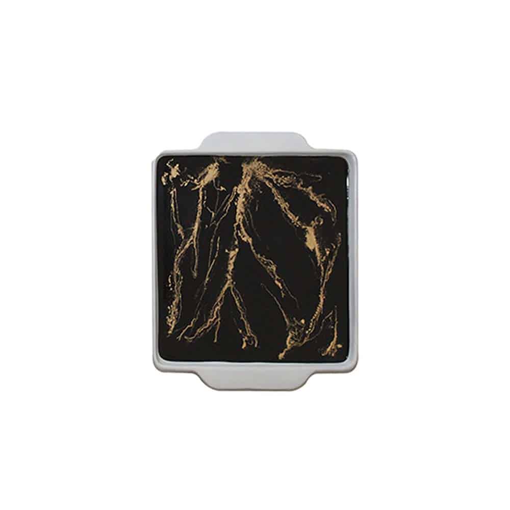 Pack plateau et quatre Sous Tasses noir et doré en céramique et résine
