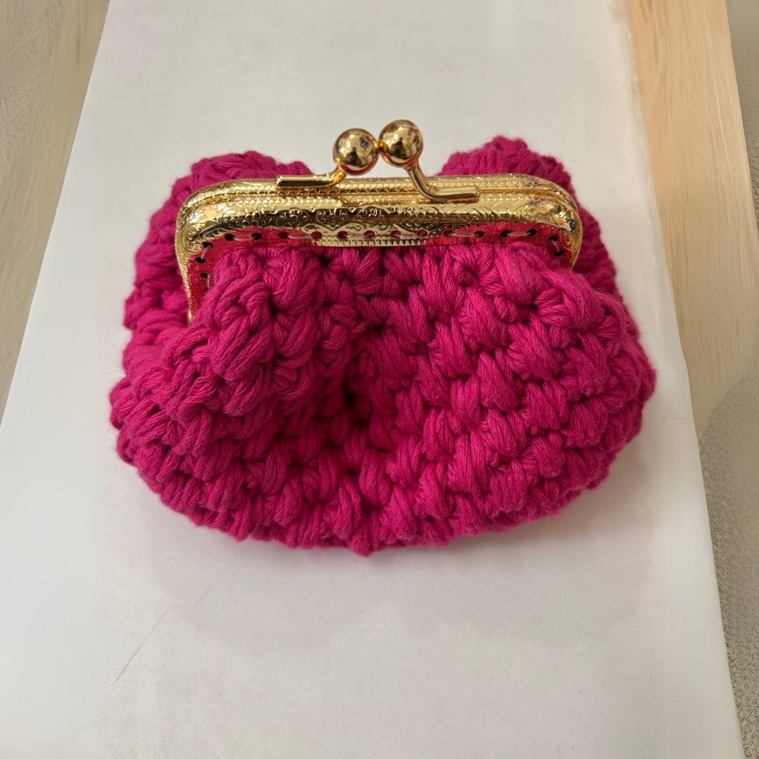Porte monnaie Rose crochet