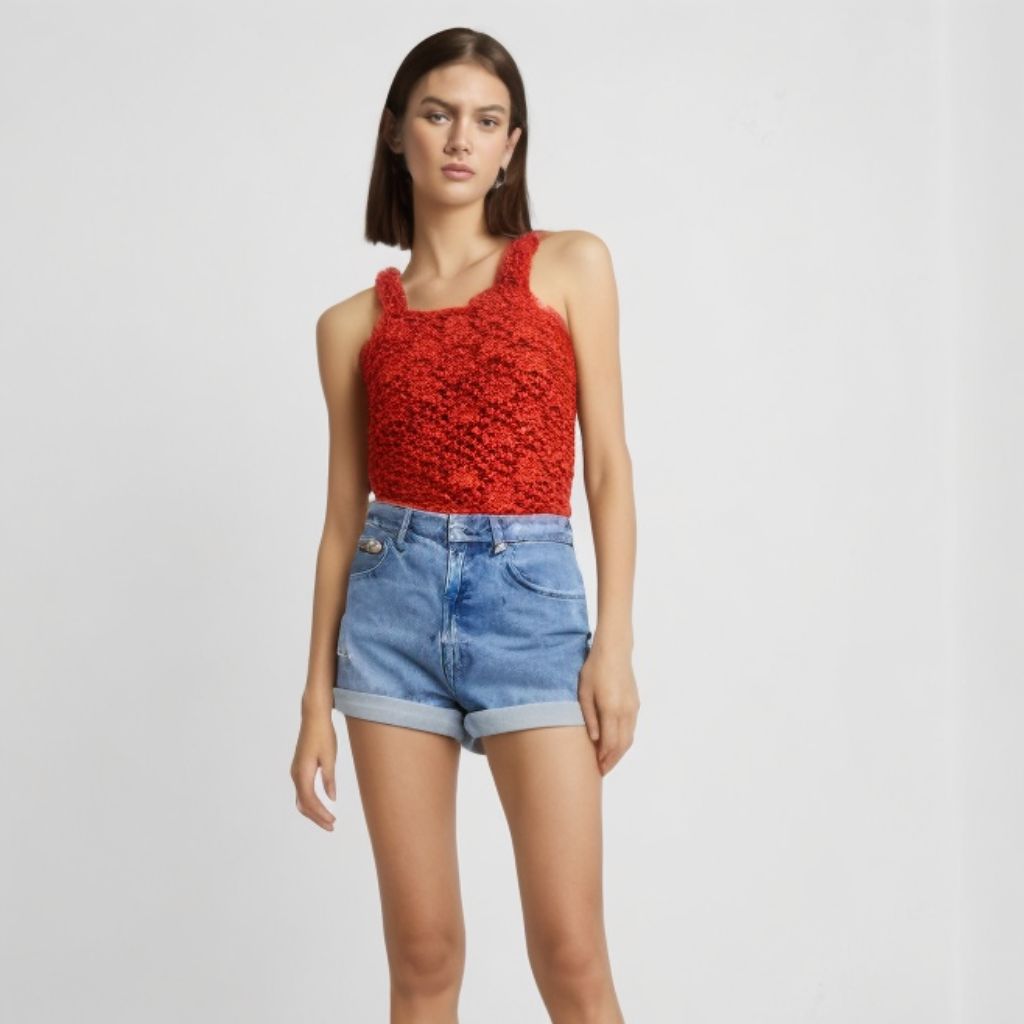 Women's Beach Crochet Sweater Vest Summer Sleeveless Hollow Out Crop Top Fashion T Shirt