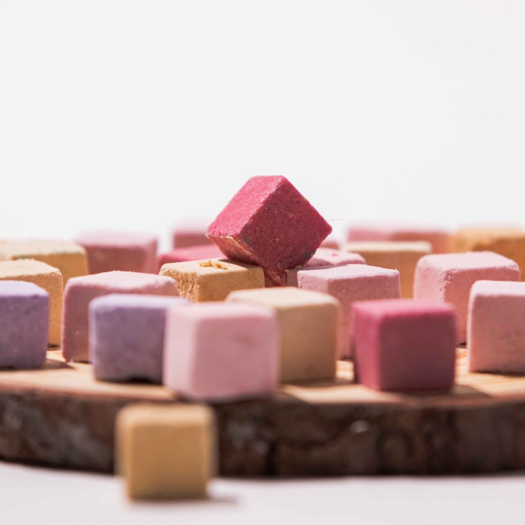 12 cubes de shampoing solide framboise pour cheveux normaux