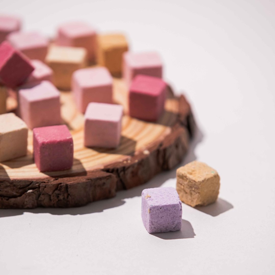 12 cubes de shampoing solide framboise pour cheveux normaux