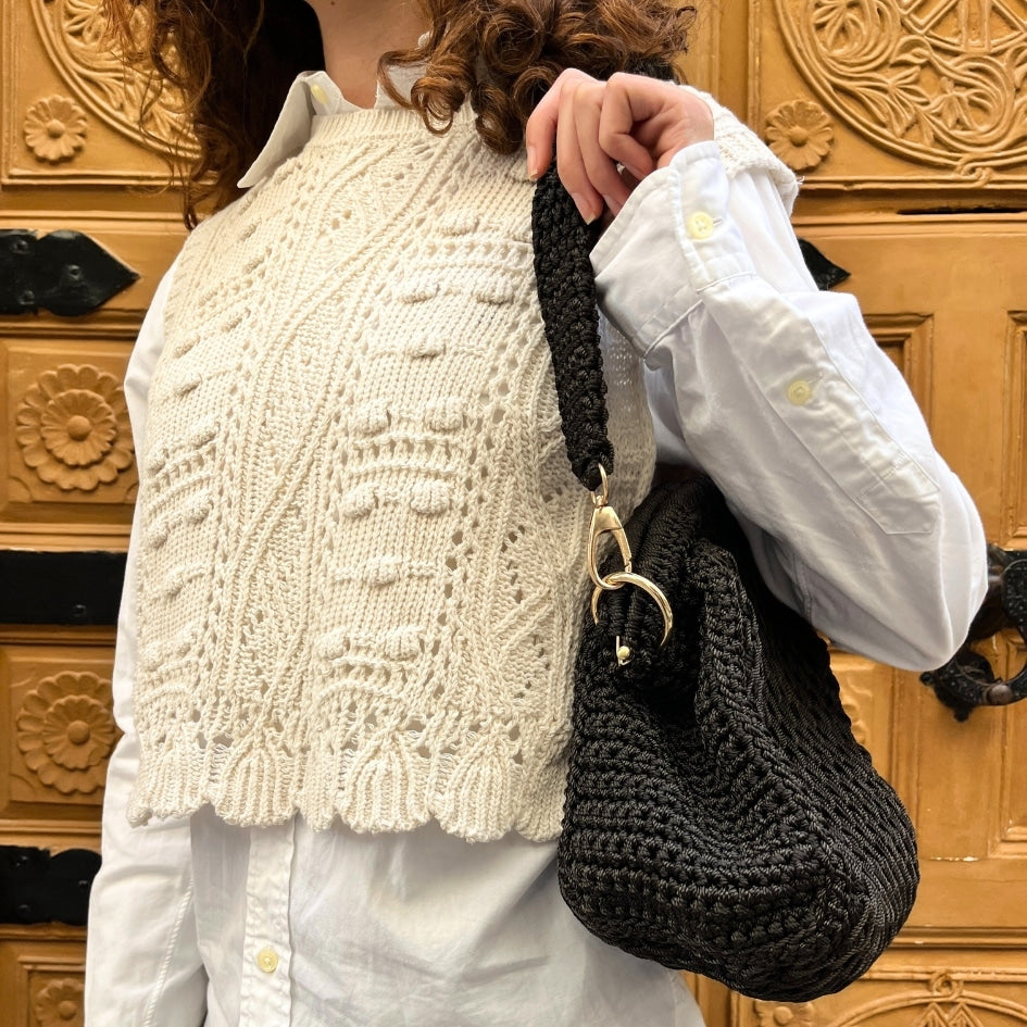Sac en crochet noir fait main avec bandoulière