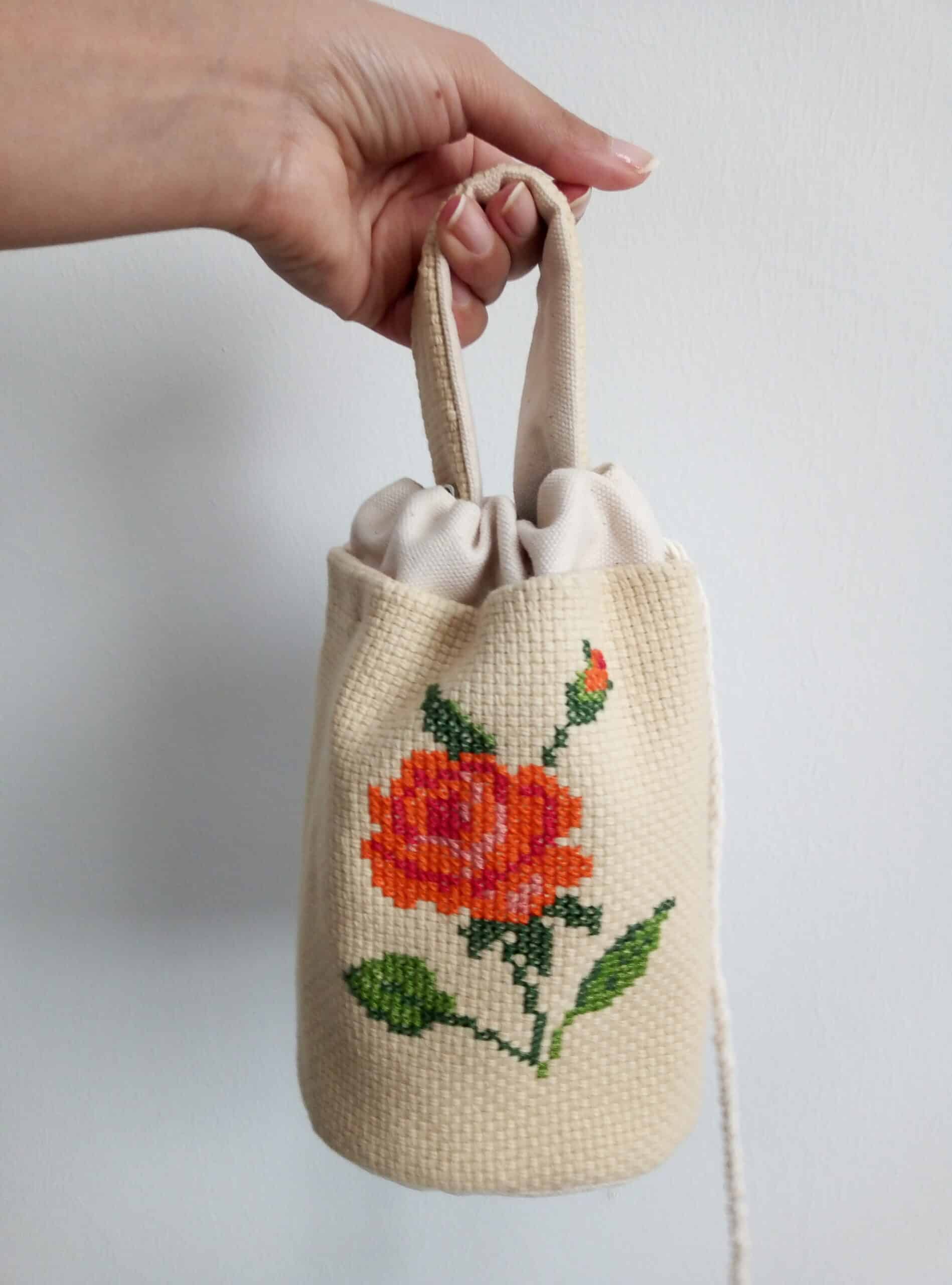 Hand Embroidered Cross Stitch Convertible Bag