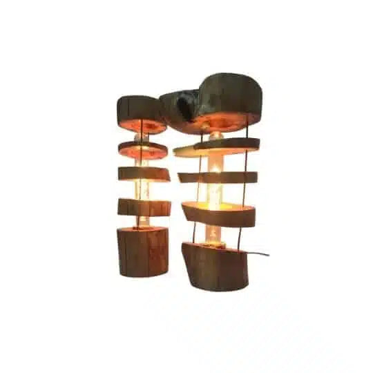 2 Luminaires en tranches ovale et rond