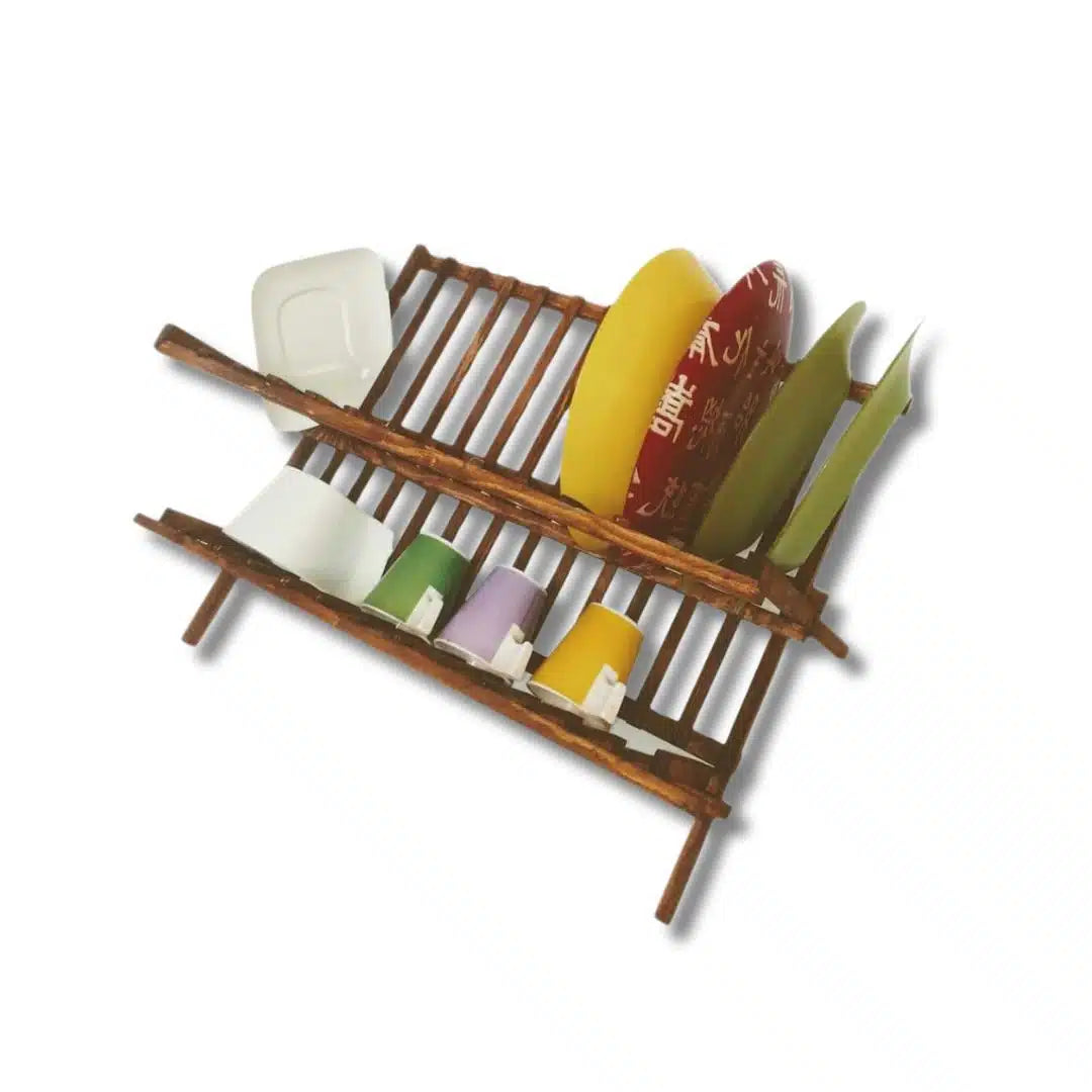 Séchoir à vaisselle pliable en bois naturel ou marron (36 × 42 cm)