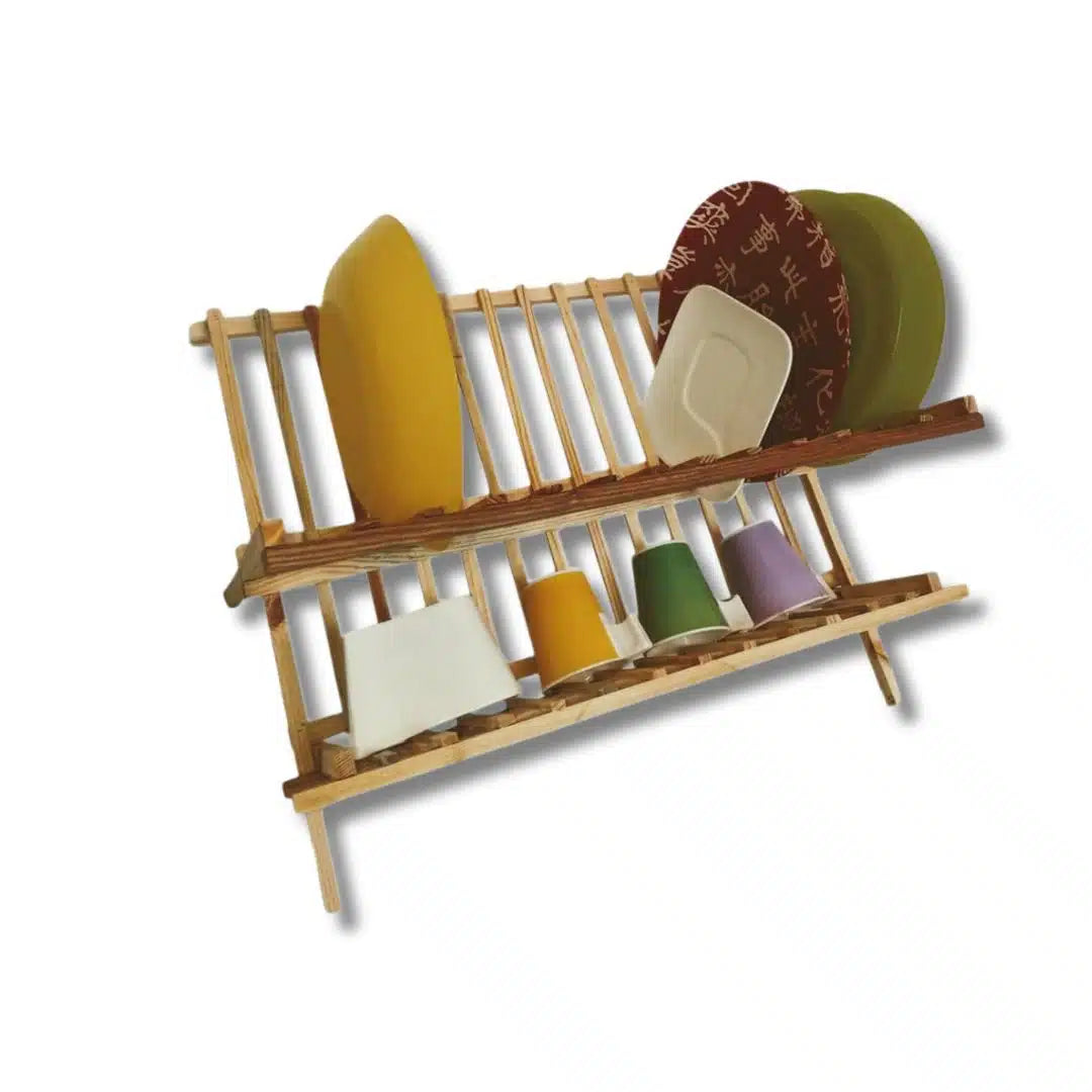 Séchoir à vaisselle pliable en bois naturel ou marron (36 × 42 cm)