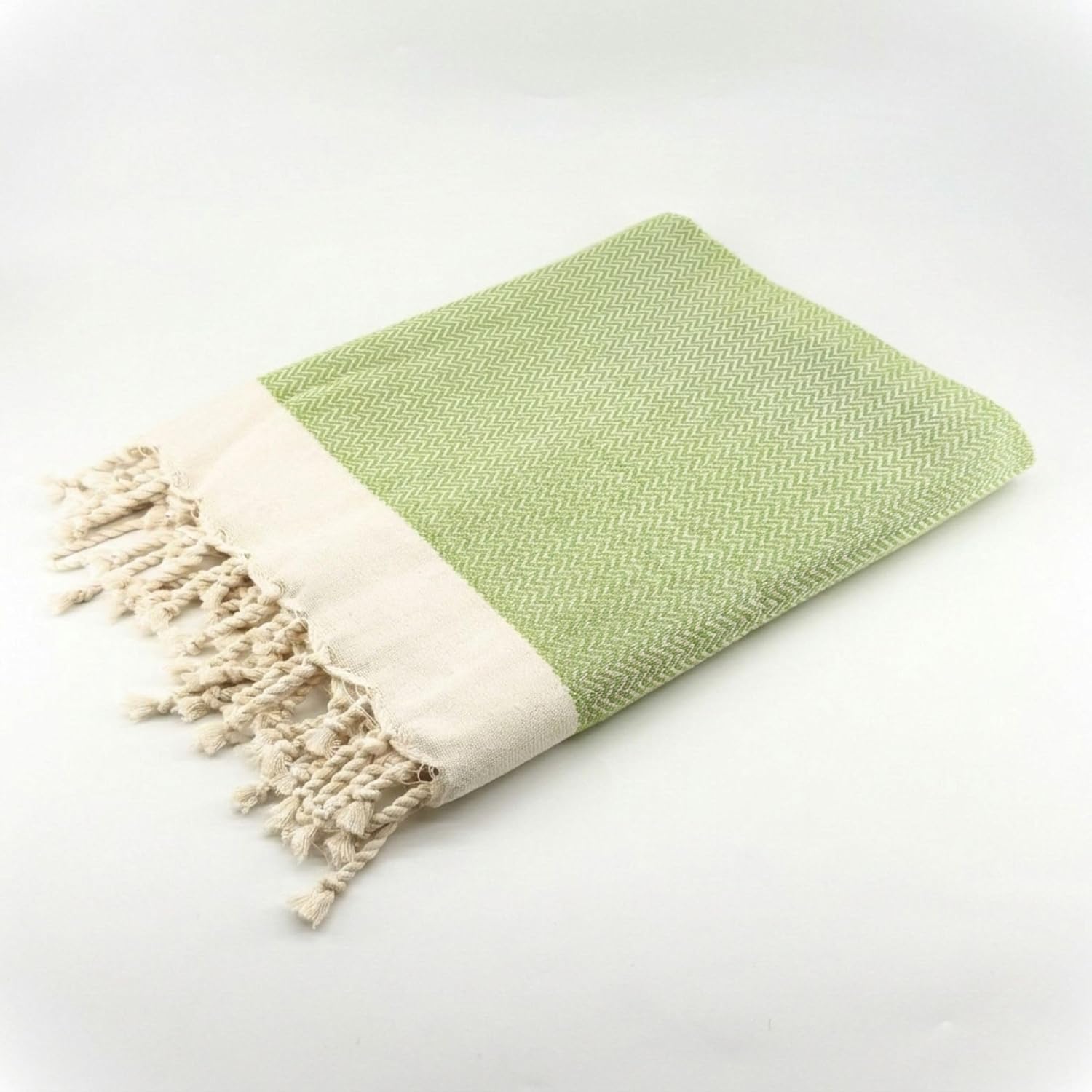 Set de 2 Foutas tunisienne Zigzag 100% coton Bleue Vert & Vert