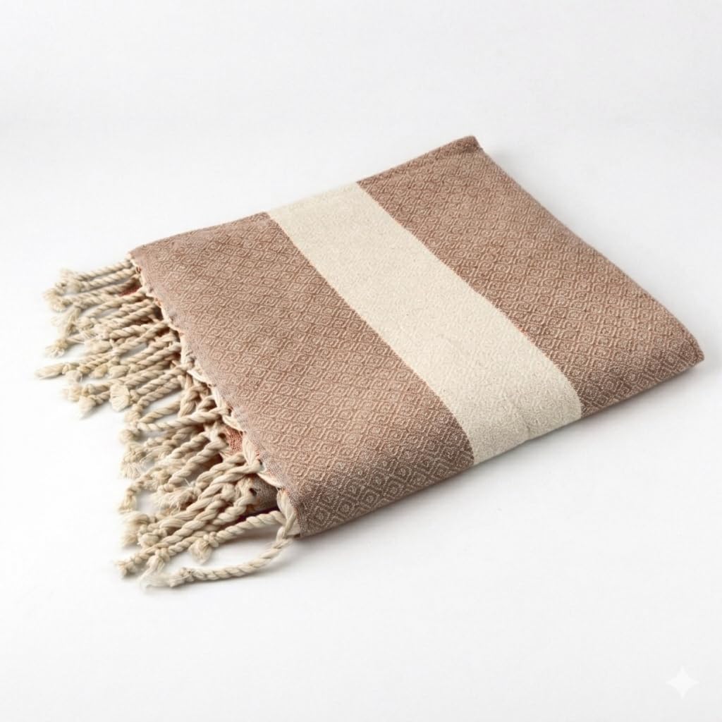 Set de 2 Foutas Turques 100% Marron & Blue Ciel