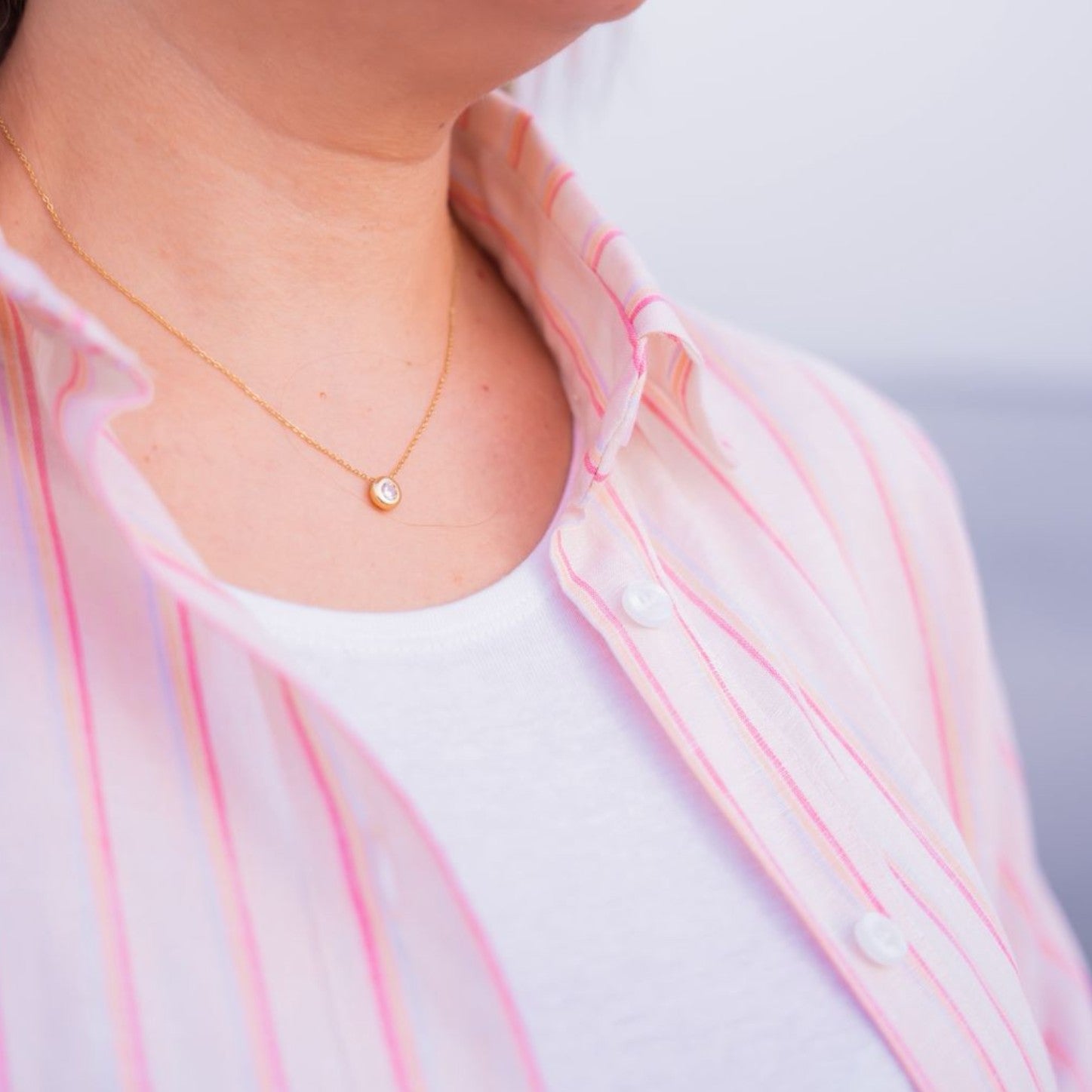 Set en lin beige à rayures