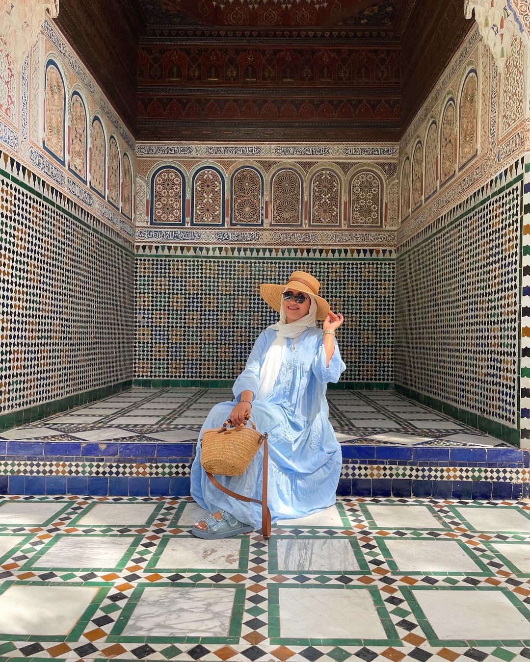 Chapeau traditionnel tunisien en paille avec nœud - fait main