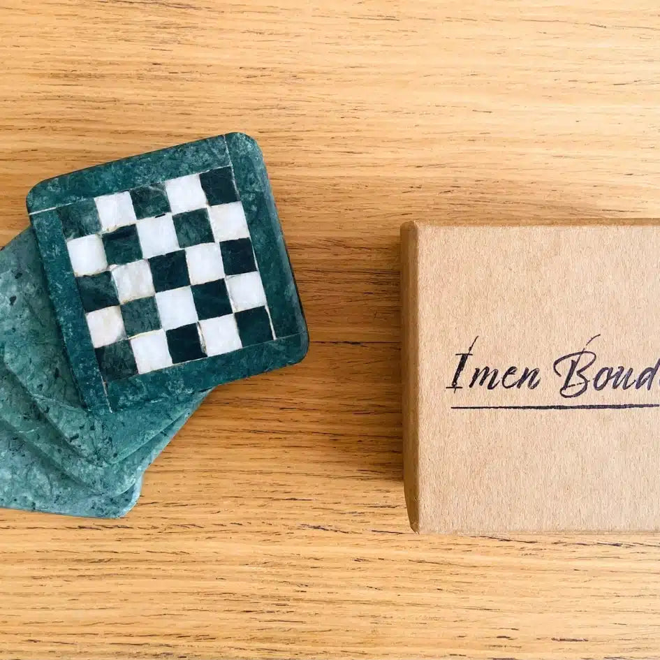 Sous-verre en marbre et mosaïque