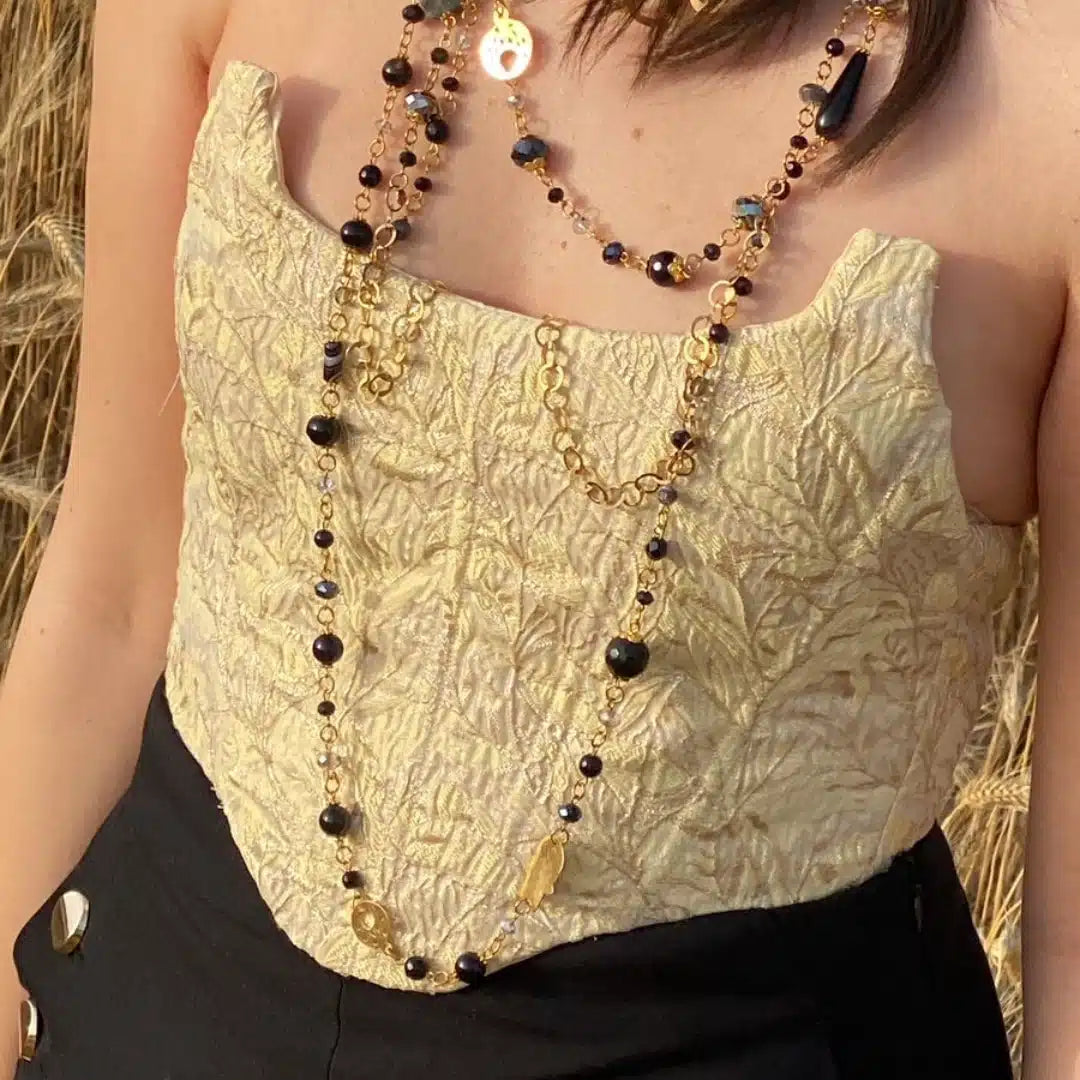 Corset Vintage Éco-Responsable en Matière Recyclée, Fait Main