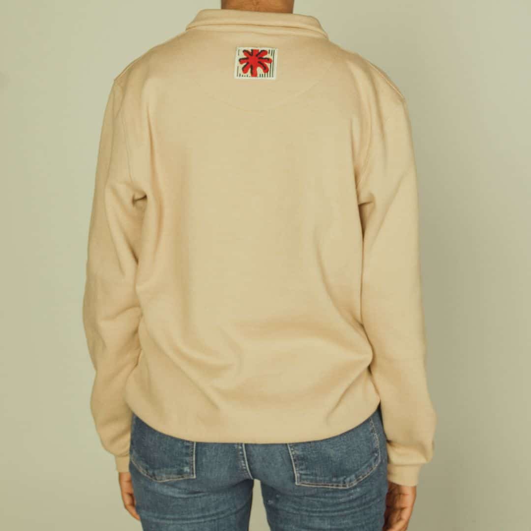 Sweat-Polo loose fit unisexe « YOU LOOK GREAT TO DAY » avec détail en wax