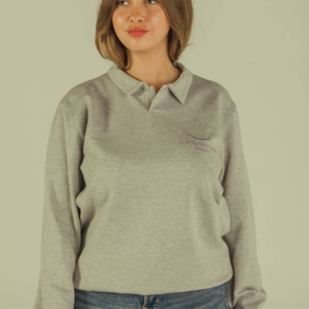 Sweat-Polo loose fit unisexe « YOU LOOK GREAT TO DAY » avec détail en wax