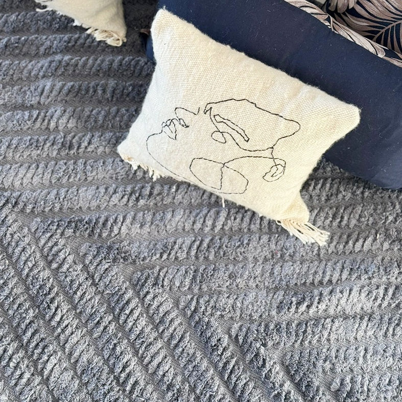 Tapis en coton SANTO à Poils hauts bleu gris – Personnalisable en Coton ou Laine