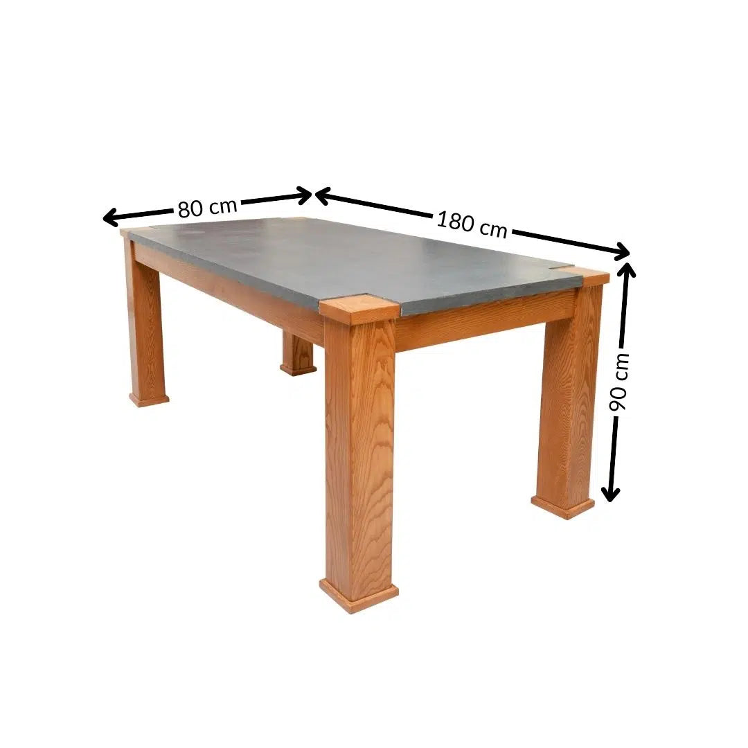 Table Daphné en béton ciré et bois de frêne (180 × 90 × 80 cm)