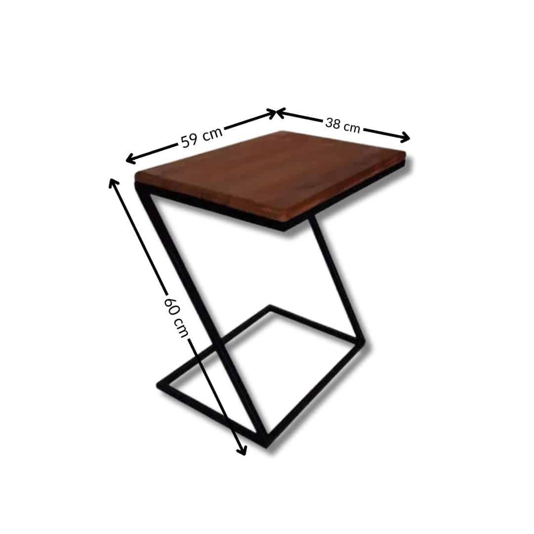 Table multitâche format Z – Bois noble & acier Blanc ou Noir (60 × 38 × 59cm)