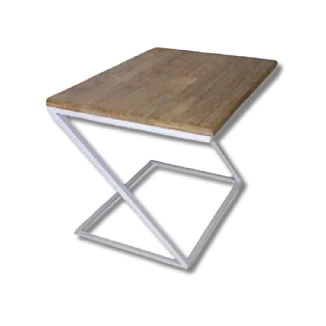 Table multitâche format Z – Bois noble & acier Blanc ou Noir (60 × 38 × 59cm)