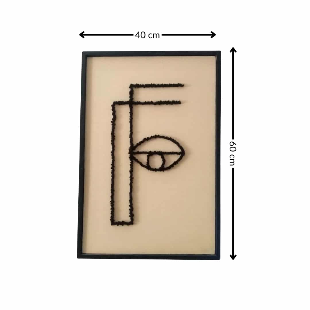 Tableau décoratif brodé à la main design minimaliste Œil