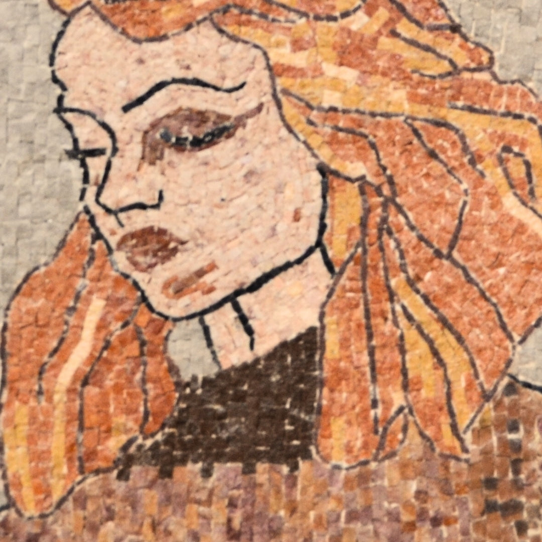 Decorative mosaic painting of a blonde woman