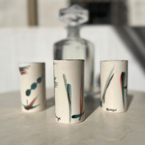 Handmade ceramic gold tea glass