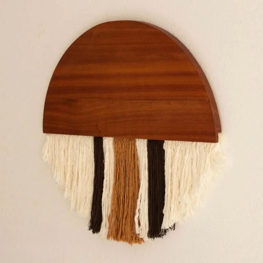 Half-circle wood & macrame wall hanging
