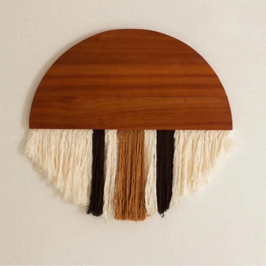 Half-circle wood & macrame wall hanging