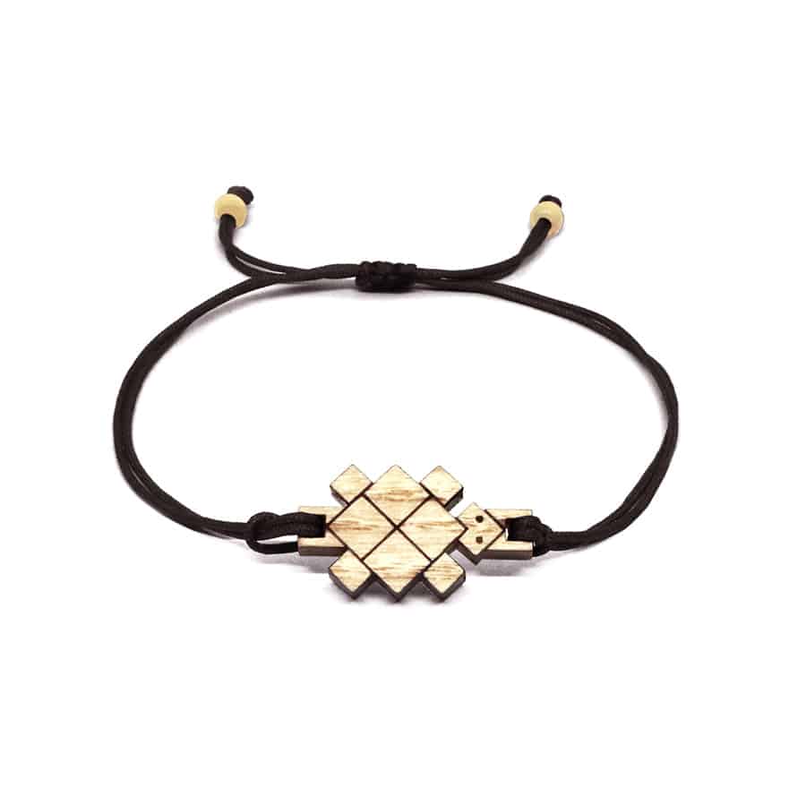 Adjustable Cord Bracelet with Origami Turtle Pendant