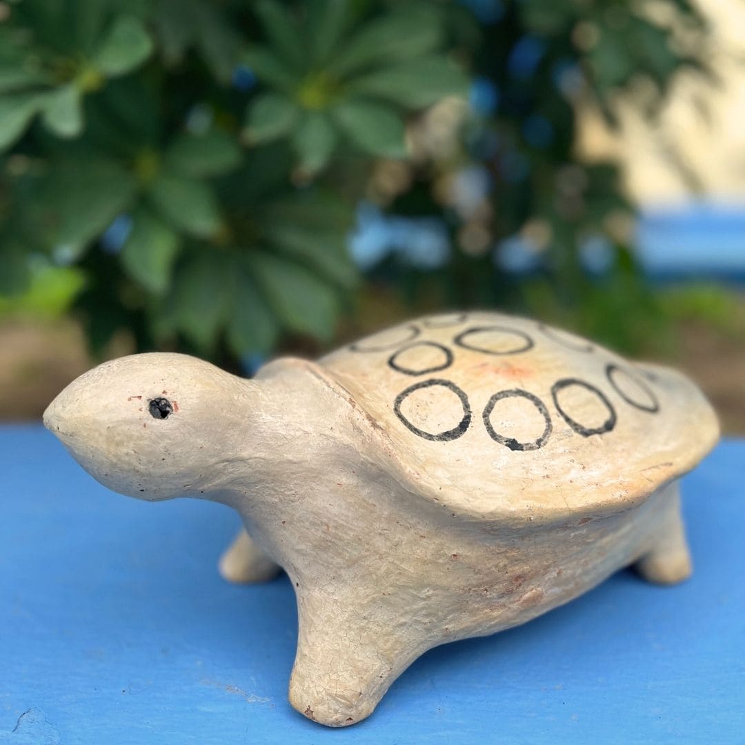 Turtle with ceramic circles Handmade