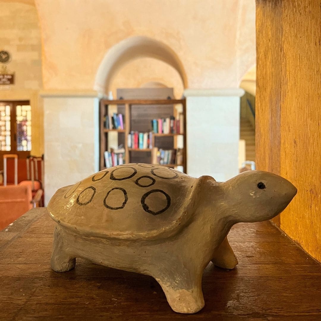 Turtle with ceramic circles Handmade