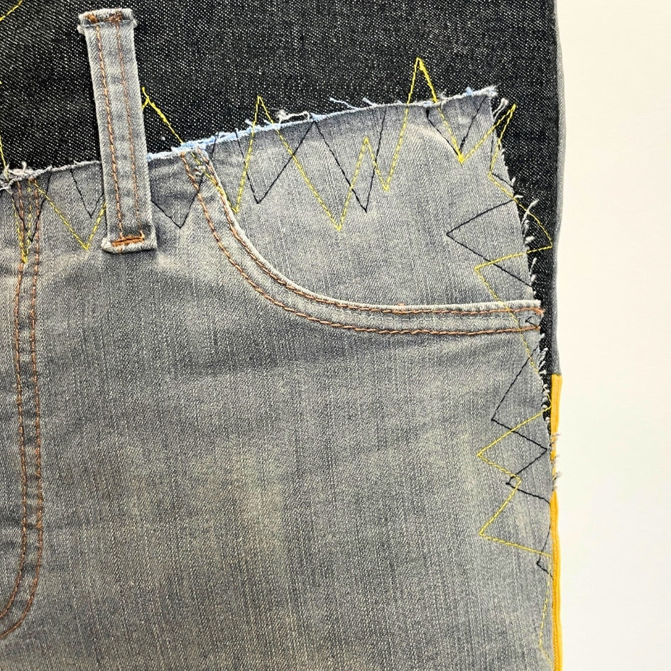 Tote Bag en Tissus Upcyclé - Jean Revalorisé, velours côtelé et tissu à carreaux