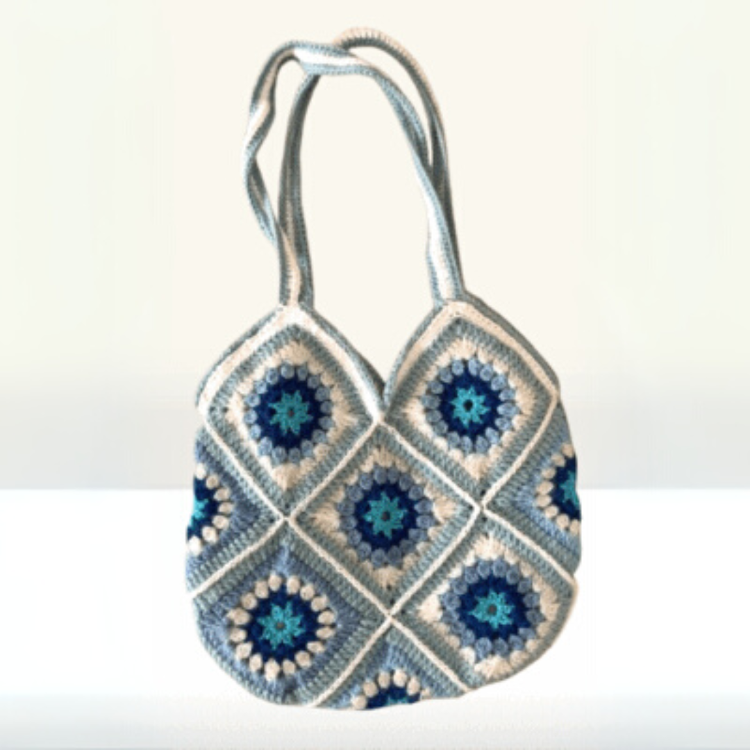 Totebag granny bleu