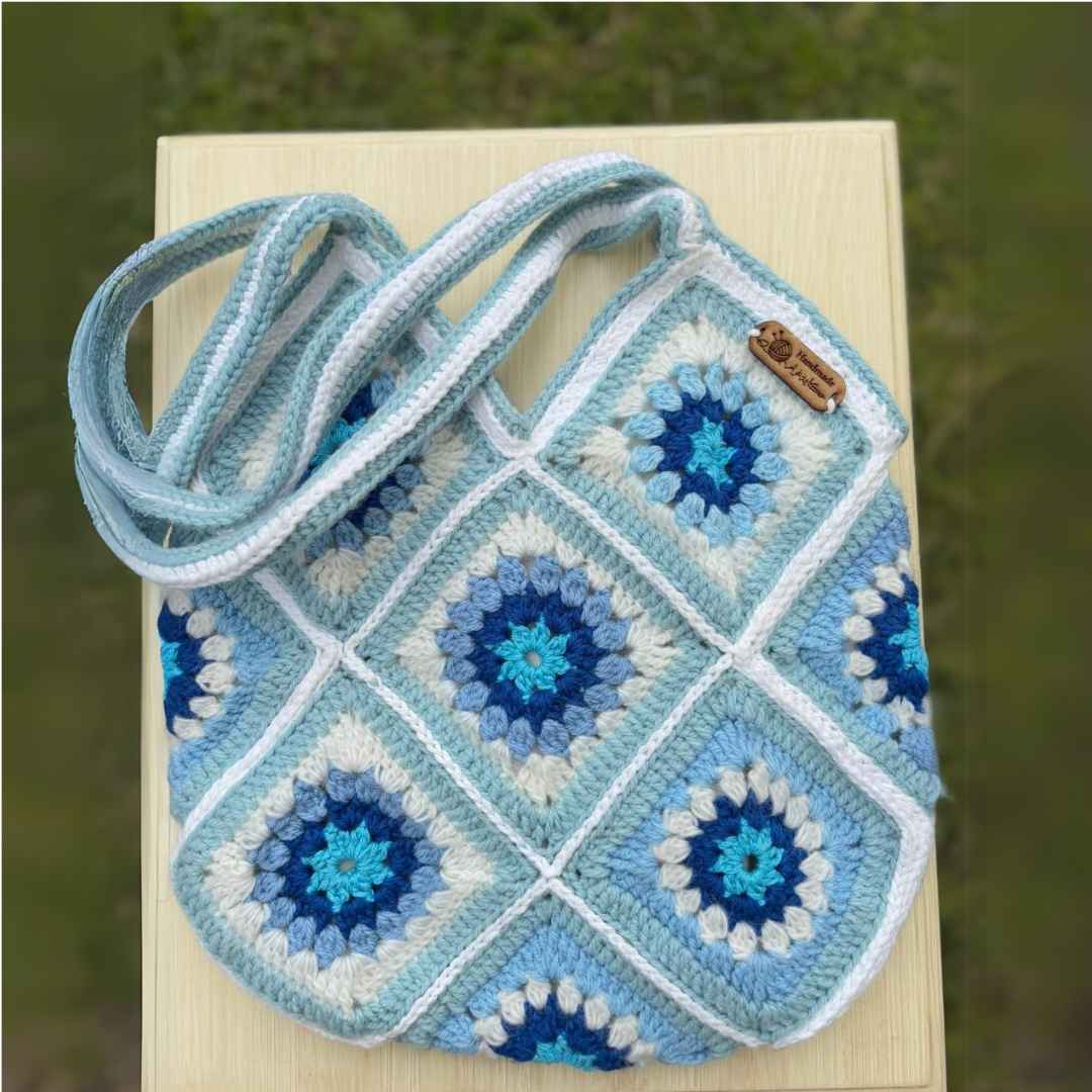 Totebag granny bleu