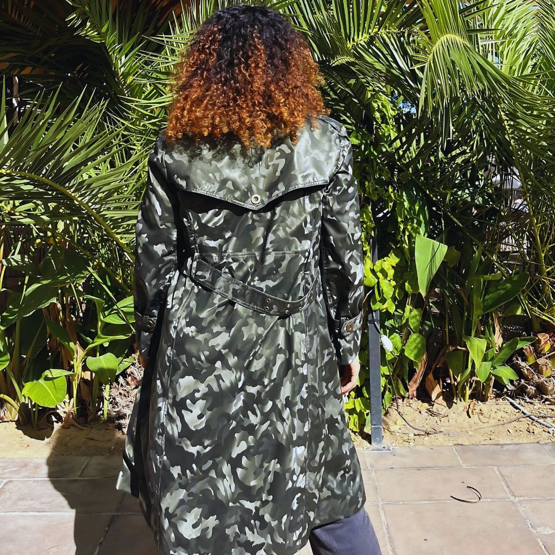 Military waterproof trench coat with orange lining