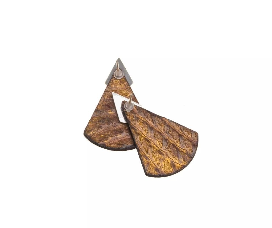 Boucles d'oreilles en cuir de peau de saumon "Triggerfish Aurum"