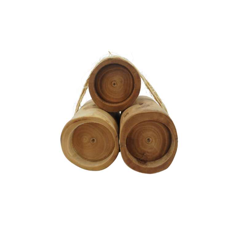 Trio of candle holders assembled in 100% natural Tunisian olive wood