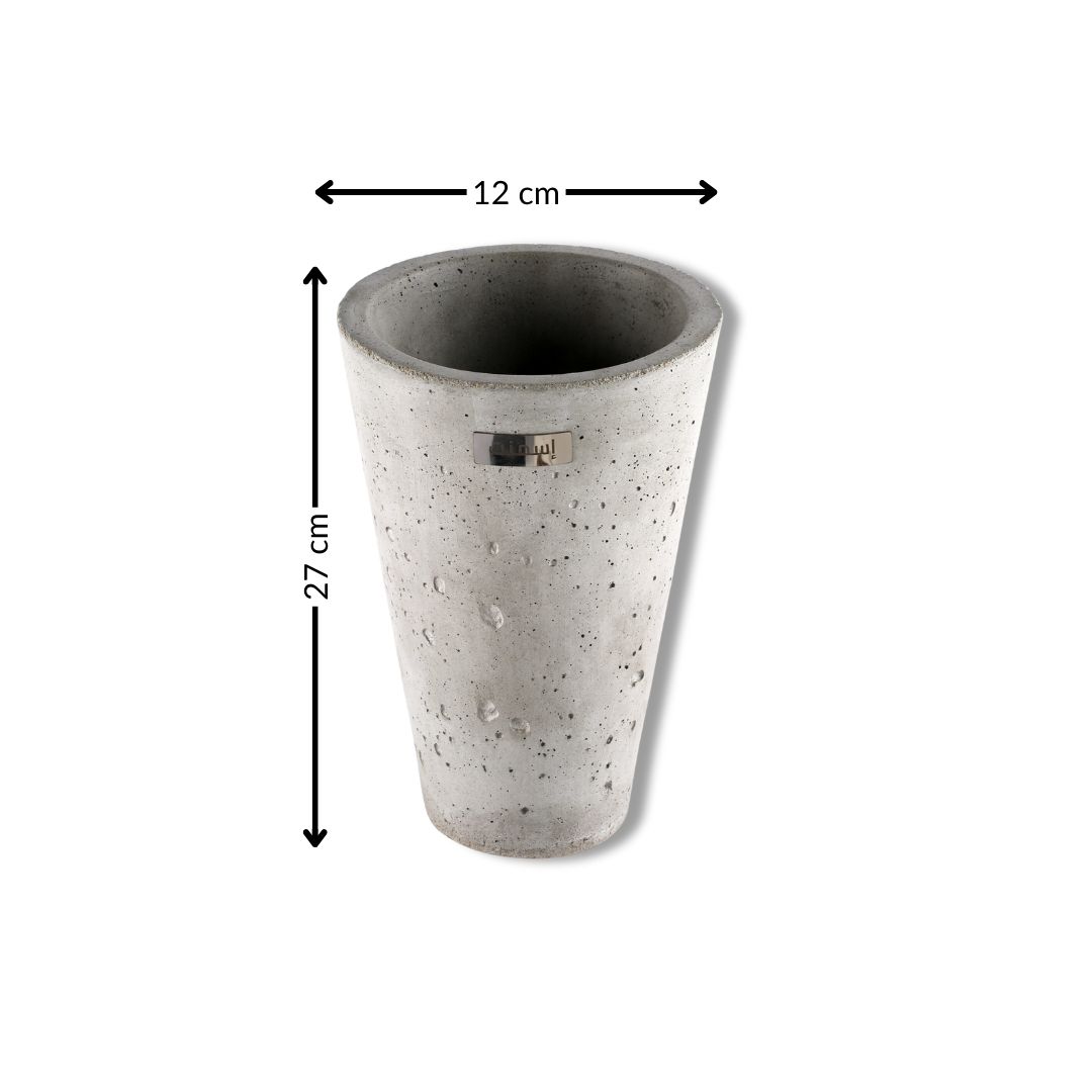 Vase Azurite en béton finition unie ou marbrée (12 × 27 cm)
