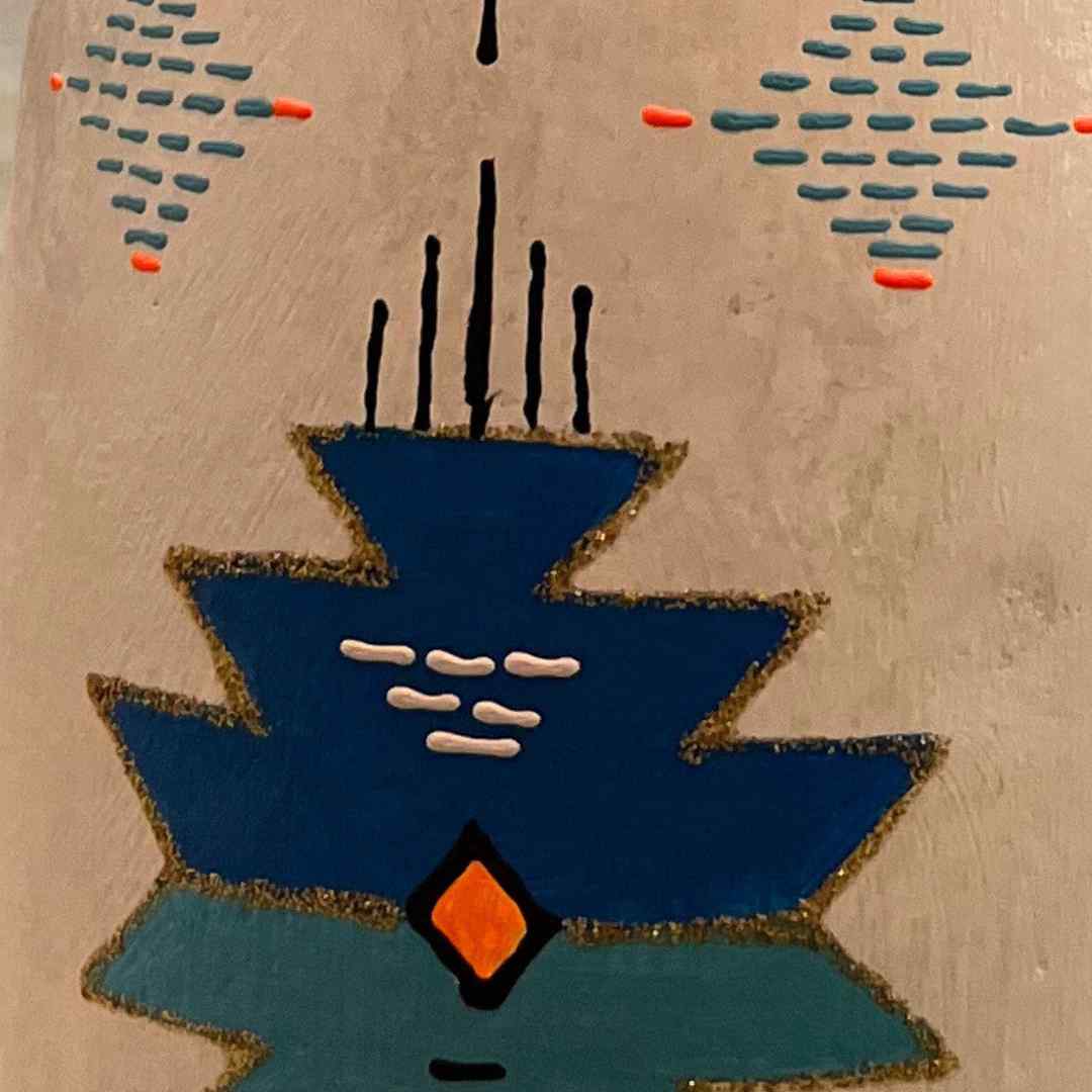 Hand-carved and painted vase "Sidi Bousaid" for interior decoration