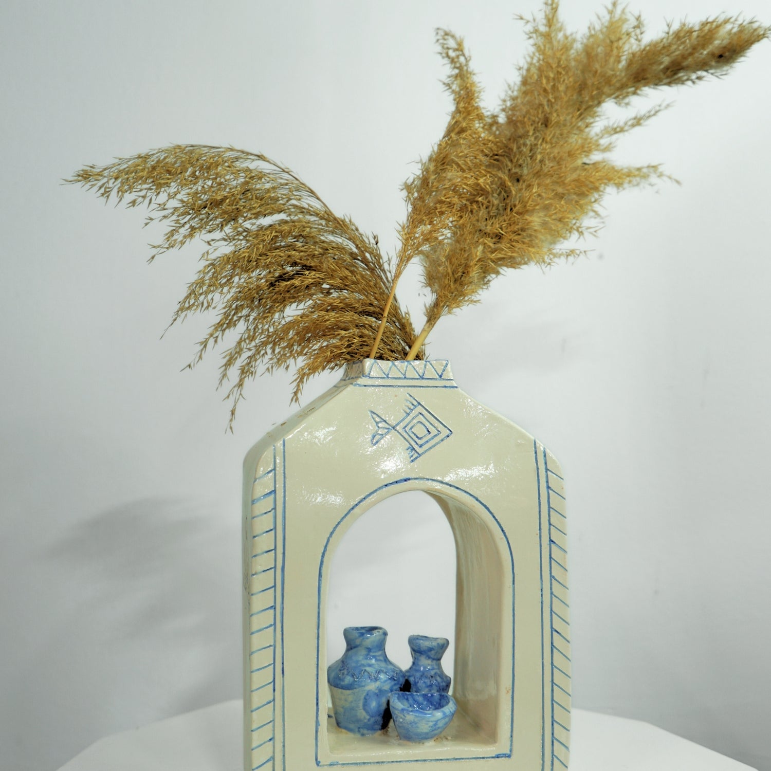 Vase céramique berbère bleu de décoration