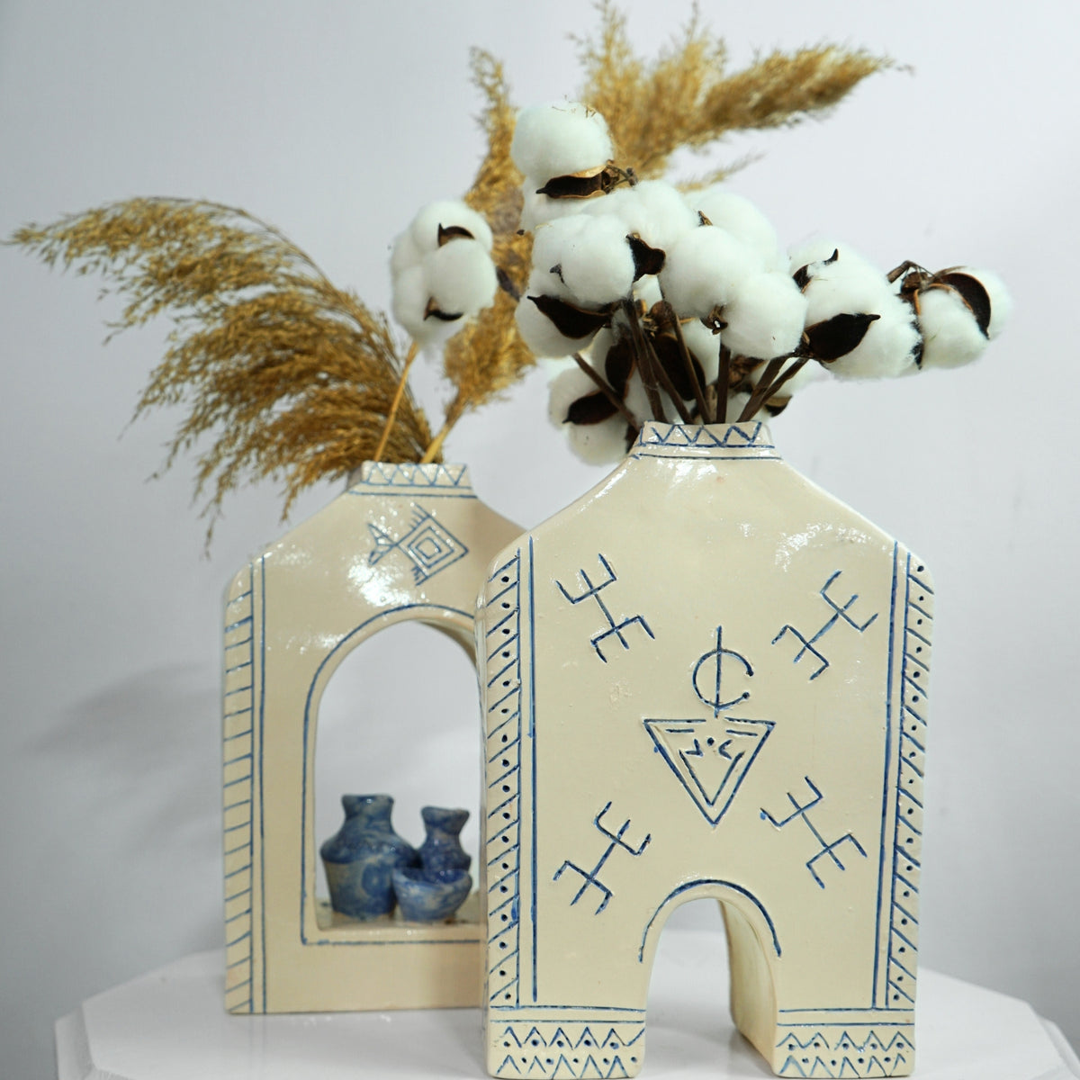 Vase céramique berbère bleu de décoration