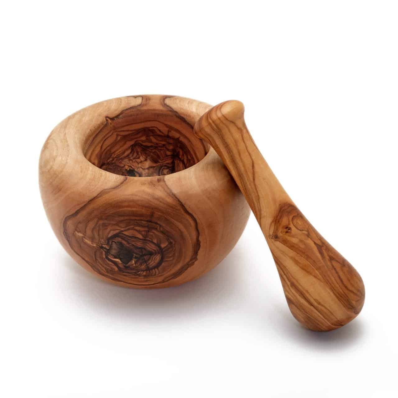Mortier Et Pilon en bois d'olivier Fait main et Artisanale